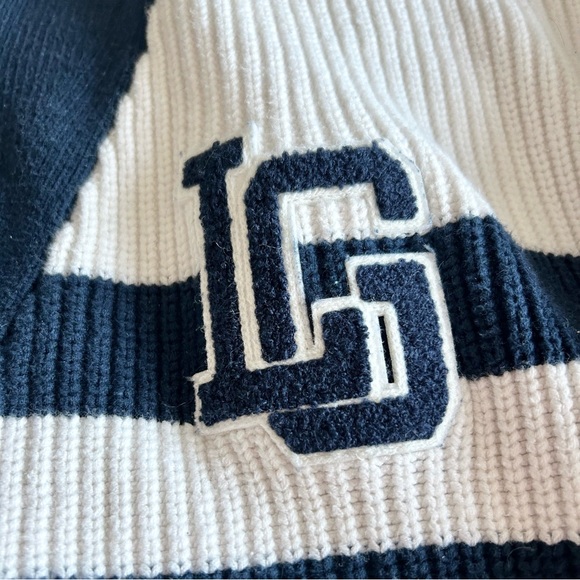 Navy and White Varsity Half Zip Sweater - Picture 2 of 8